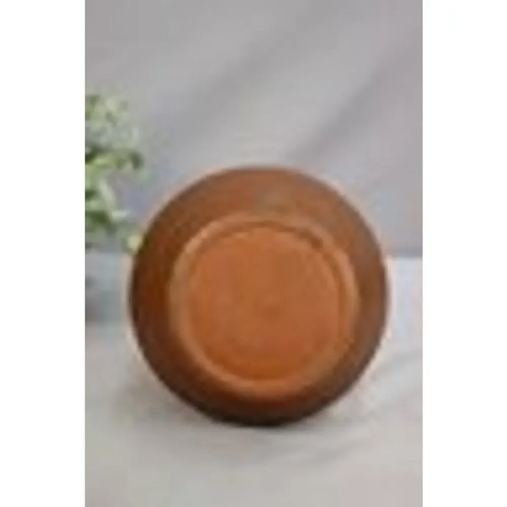 Vintage Intaglio Etched Redware Flower Vase, Signed Bottom